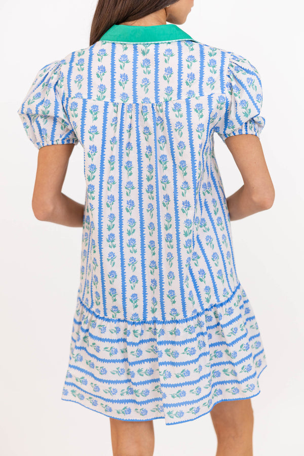 As Time Goes On Blue Floral Dress