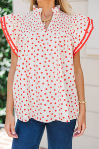 Live Out Loud Cream Apple Print Blouse