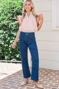 Live Out Loud Cream Apple Print Blouse