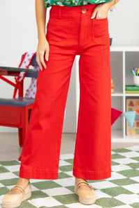 Big Dreams Red Wide Leg Jeans