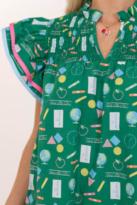 Live Out Loud Green Toile Blouse