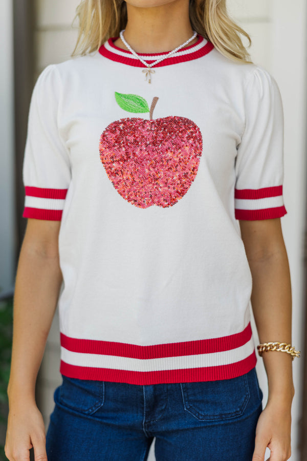 Stay In Character White Apple Sweater