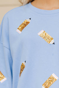 The Josie Blue Sequin Pencils Sweatshirt