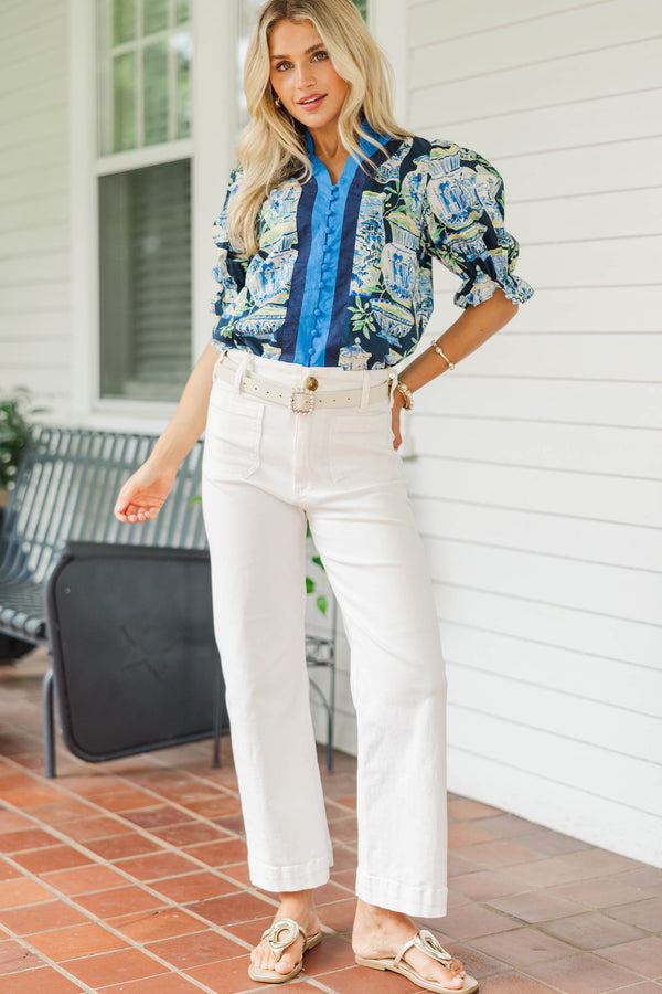 Dressed To Impress Navy Chinoiserie Blouse