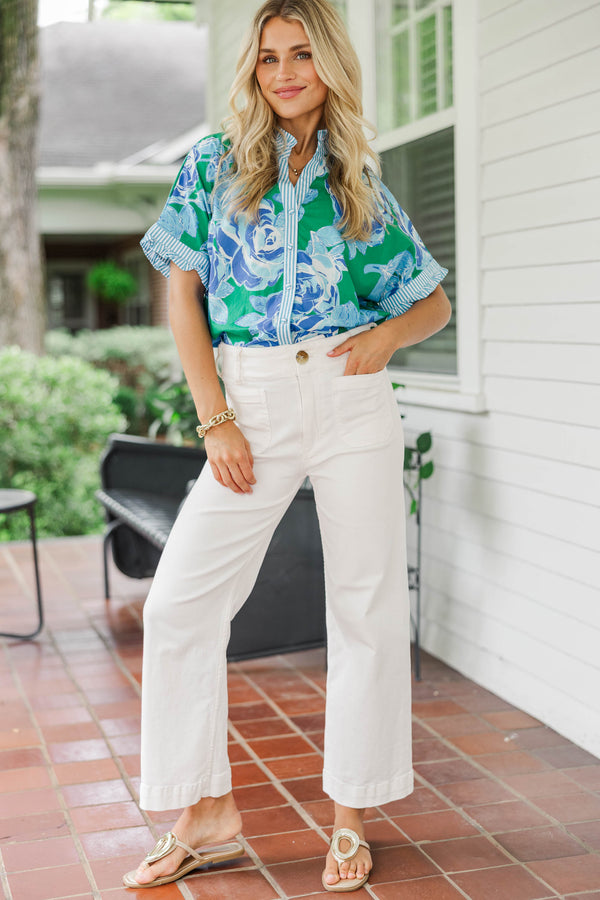 For A Reason Green Floral Blouse