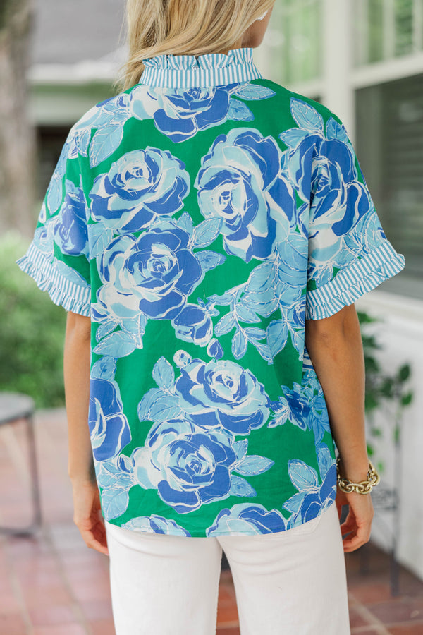For A Reason Green Floral Blouse