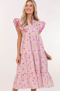 Count On Me Pink Novelty Midi Dress