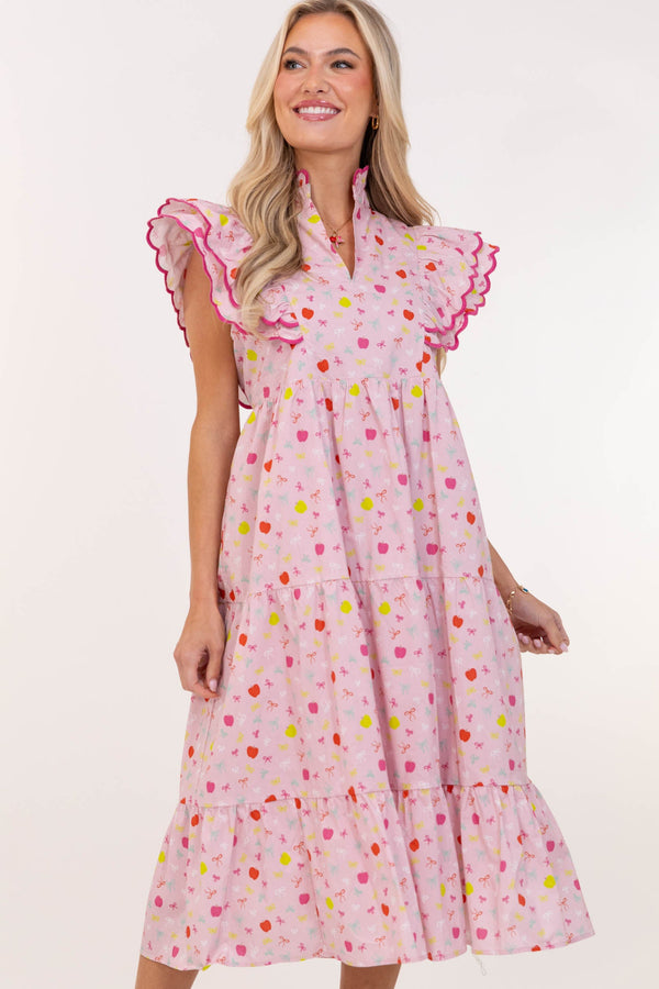 Count On Me Pink Novelty Midi Dress