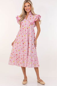Count On Me Pink Novelty Midi Dress