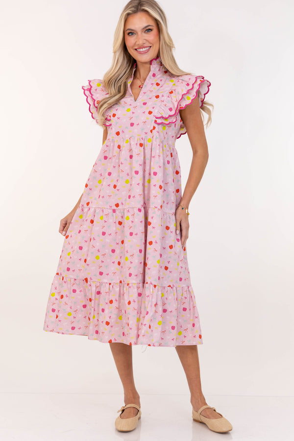Count On Me Pink Novelty Midi Dress