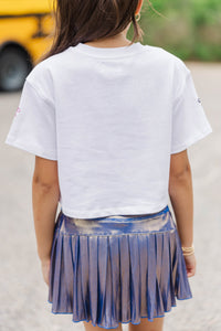 Girls: New School Year Fun White Pencils And Bows Sequin Top