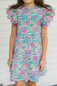 Girls: The Holland Blue Books And Florals Scalloped Dress
