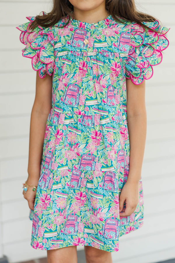 Girls: The Holland Blue Books And Florals Scalloped Dress