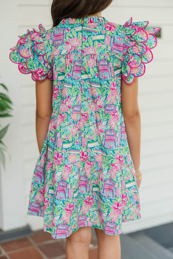 Girls: The Holland Blue Books And Florals Scalloped Dress