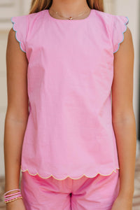 Girls: The Anya Pink Scalloped Set
