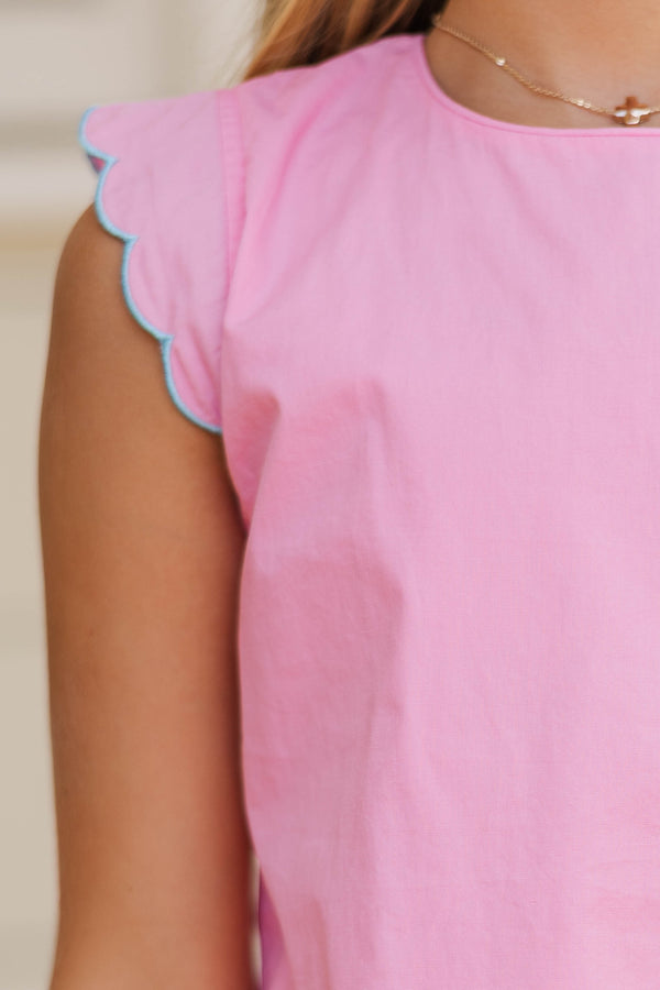 Girls: The Anya Pink Scalloped Set