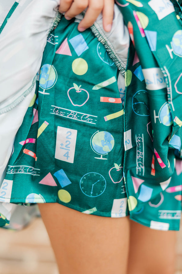 Girls: Take The Leap Green Toile Skort
