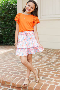 Girls: The Luna Orange Eyelet Top