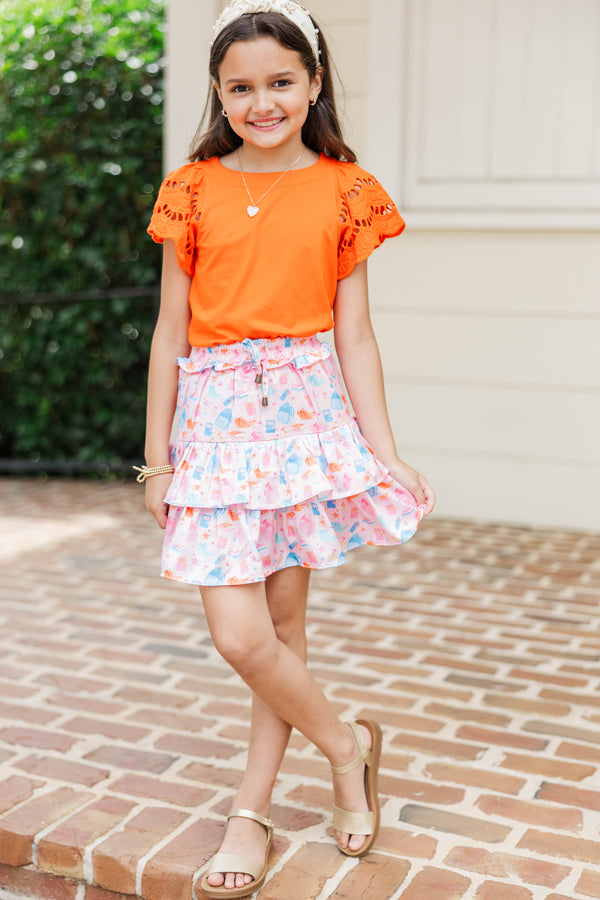 Girls: Take The Leap Pink School Girl Print Skort