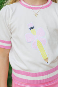 Girls: Stay In Character Pink Pencil Sweater