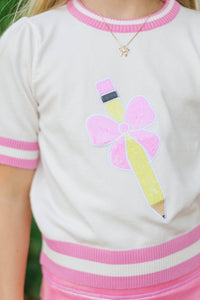 Girls: Stay In Character Pink Pencil Sweater