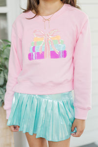Girls: The Josie Blush Pink Sequin Books Sweatshirt