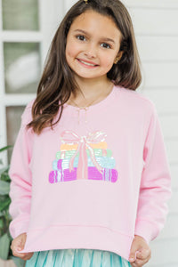 Girls: The Josie Blush Pink Sequin Books Sweatshirt