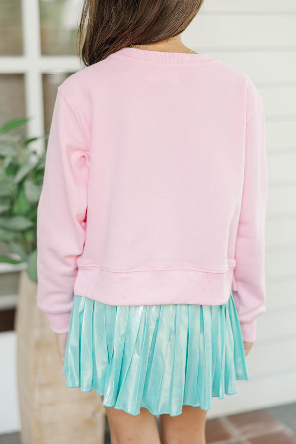 Girls: The Josie Blush Pink Sequin Books Sweatshirt