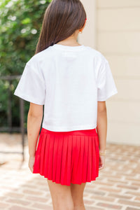 Girls: Here To Win White & Black Warriors Script Tee