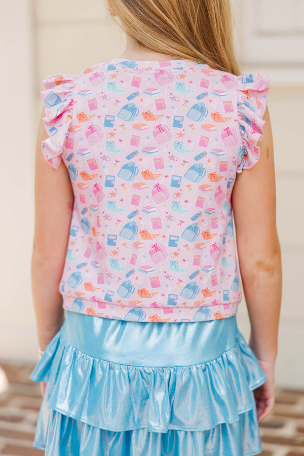 Girls: Through The Days Pink School Girl Pima Cotton Top