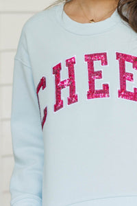 Girls: Cheer Light Blue Sequin Sweatshirt