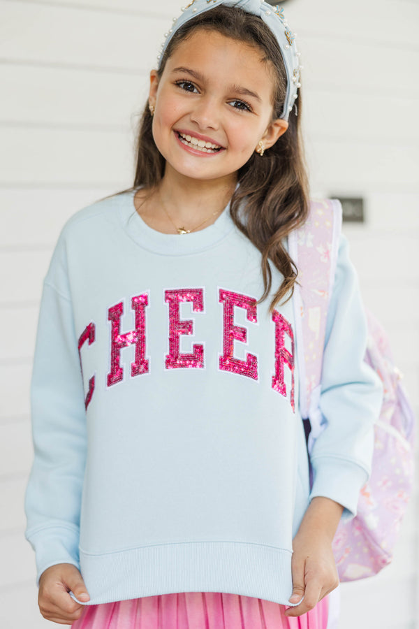 Girls: Cheer Light Blue Sequin Sweatshirt