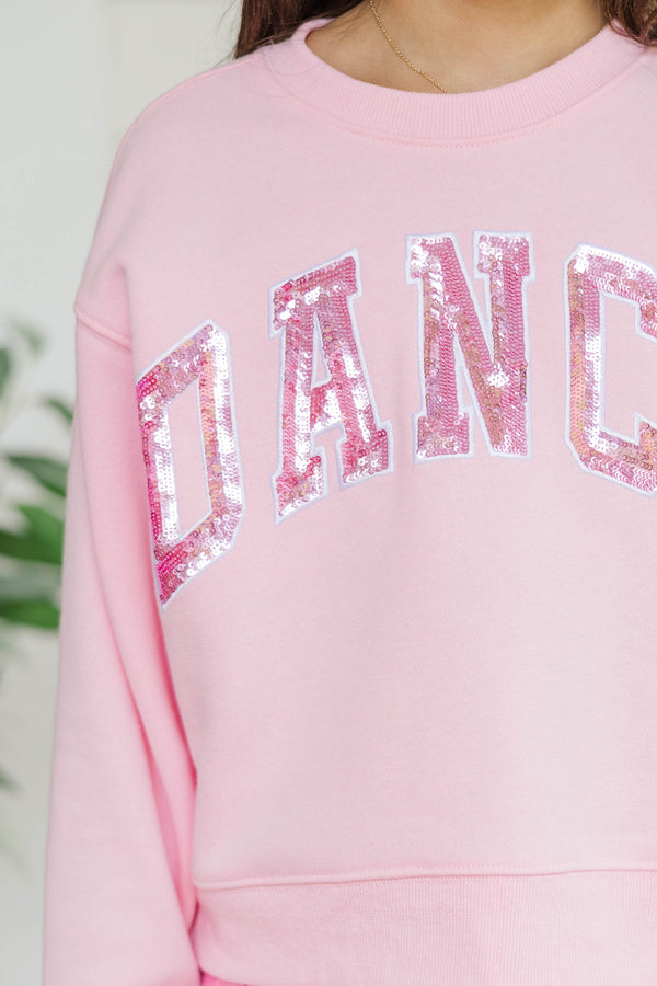 Girls: Dance Blush Pink Sequin Sweatshirt