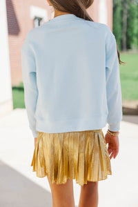 Girls: Soccer Light Blue Sequin Sweatshirt