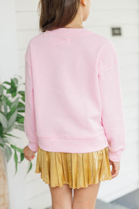 Girls: Shine Blush Pink Sequin Sweatshirt