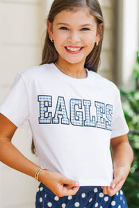 Girls: My Team Royal Blue Gingham Eagles Applique Tee