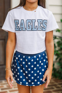 Girls: My Team Royal Blue Gingham Eagles Applique Tee