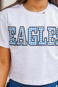 Girls: My Team Royal Blue Gingham Eagles Applique Tee