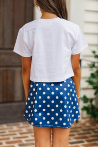 Girls: My Team Royal Blue Gingham Eagles Applique Tee