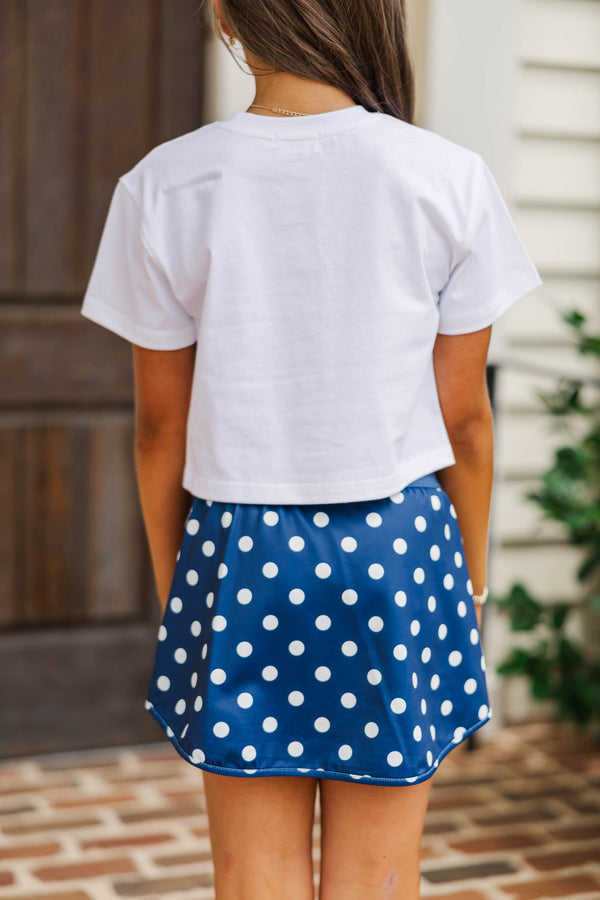 Girls: My Team Royal Blue Gingham Eagles Applique Tee
