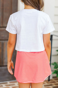 Girls: My Team Red Gingham Bulldogs Applique Tee