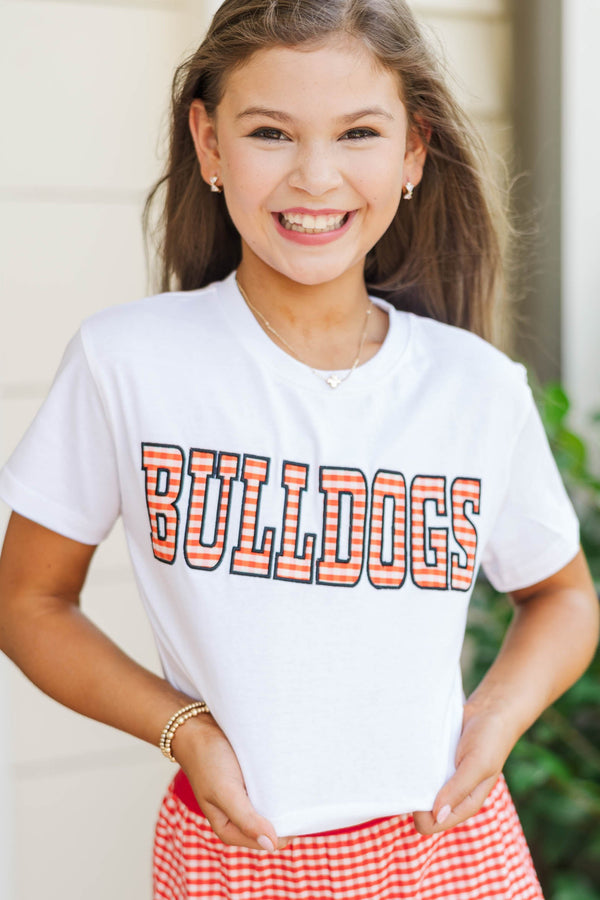 Girls: My Team Red Gingham Bulldogs Applique Tee