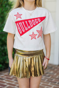 Girls: Varsity Pennant Red Bulldogs Tee