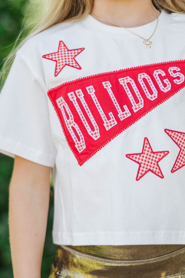 Girls: Varsity Pennant Red Bulldogs Tee