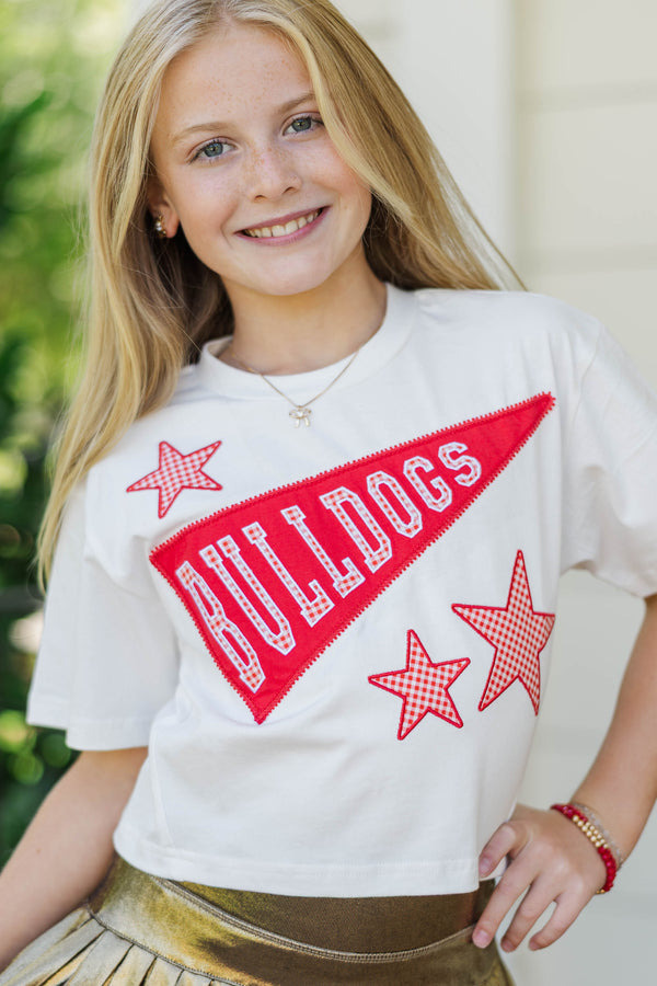 Girls: Varsity Pennant Red Bulldogs Tee