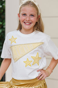 Girls: Varsity Pennant Yellow Lions Tee