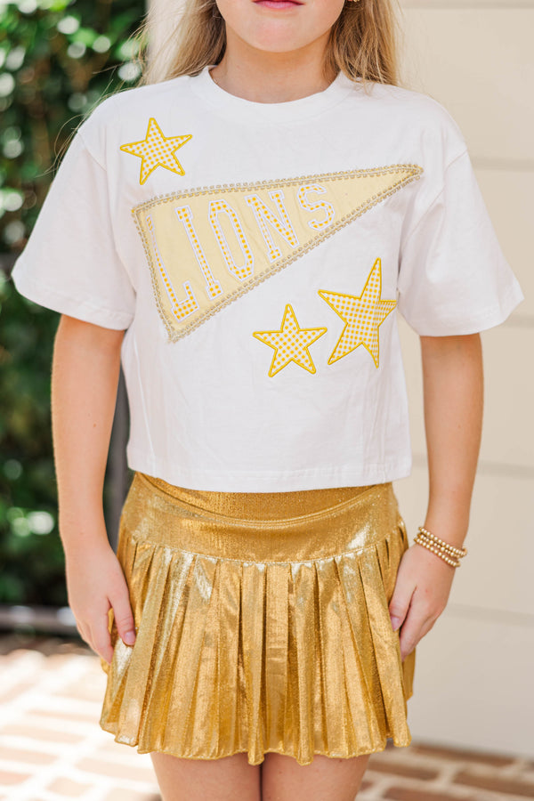 Girls: Varsity Pennant Yellow Lions Tee