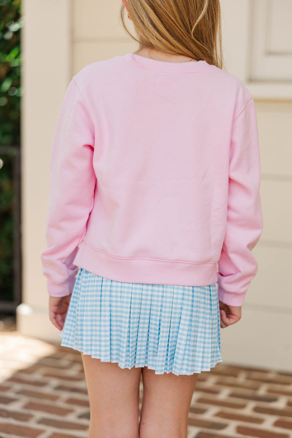 Girls: The Girly Crew White Floral Patch Sweatshirt