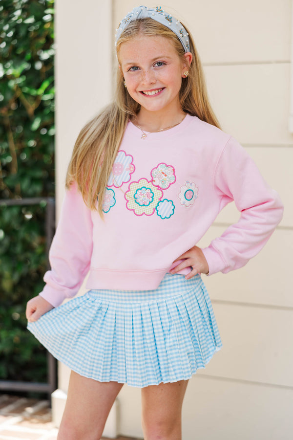 Girls: The Girly Crew Pink Floral Patch Sweatshirt