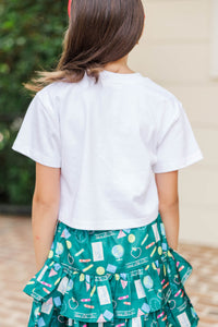 Girls: Learn Green Toile Applique Tee
